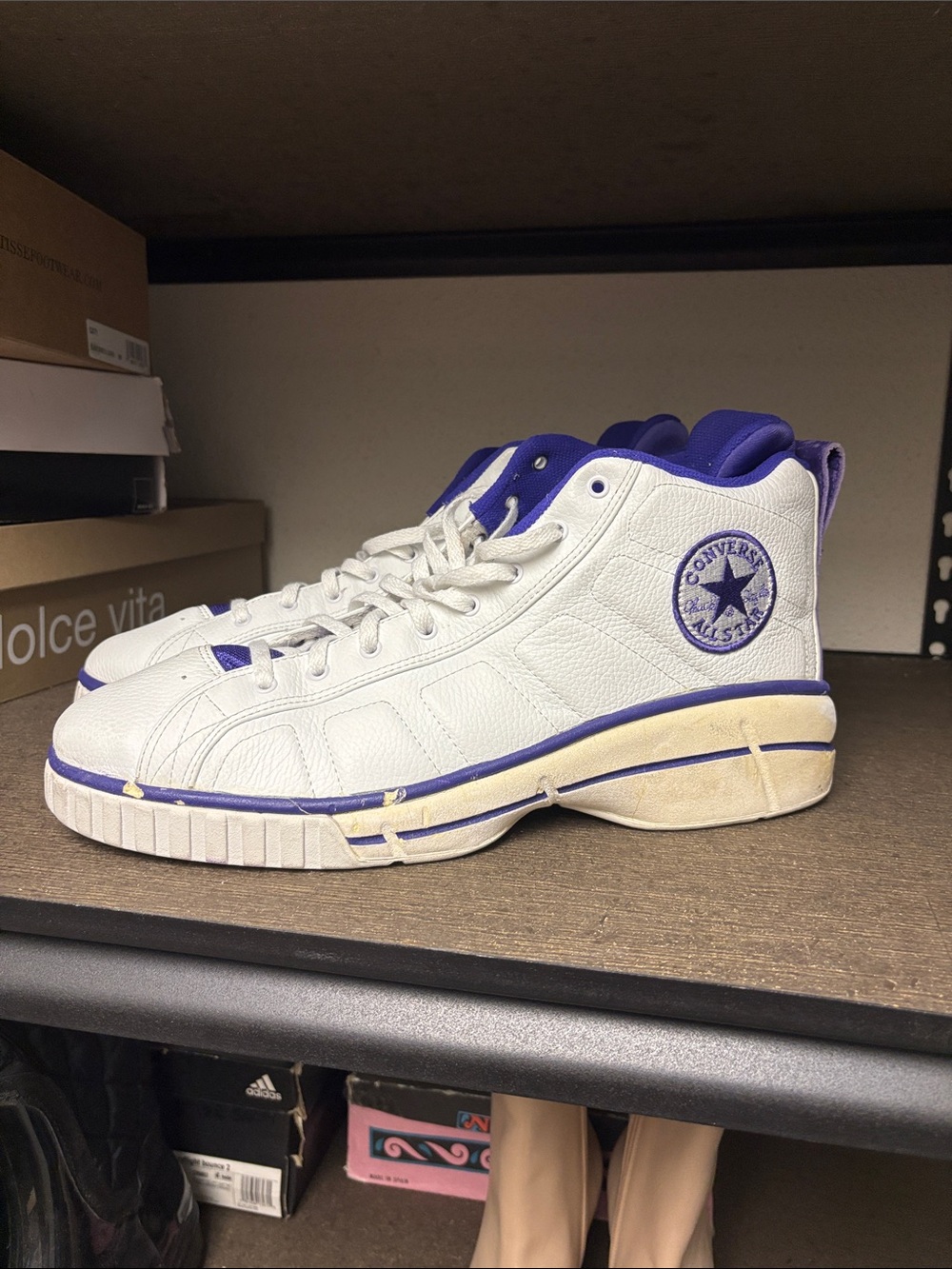 Converse White and Purple High-Top Sneakers